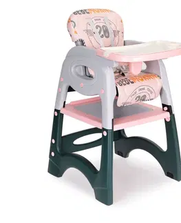 Jídelní židličky Dětská jídelní židle Ecotoys 2v1 šedivo-růžová