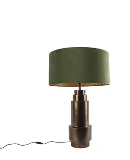 Stolni lampy Stolní lampa ve stylu art deco bronzový sametový odstín zelený se zlatem 50cm - Bruut