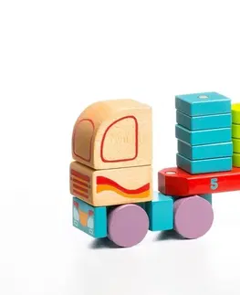 Hračky CUBIKA - Cubik 13425 Kamion s geometrickými tvary - dřevěná skládačka 19 dílů