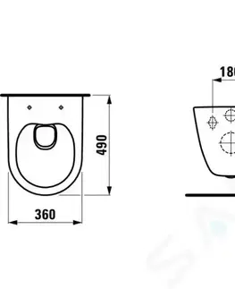 Záchody Laufen Pro Závěsné WC Compact, 490x360 mm, Rimless, bílá H8209650000001