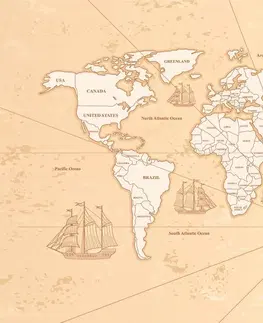 Samolepící tapety Samolepící tapeta zajímavá béžová mapa světa