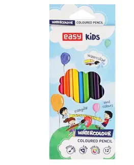 Hračky EASY - Trojhranné akvarelové pastelky se štětcem, 12 barev