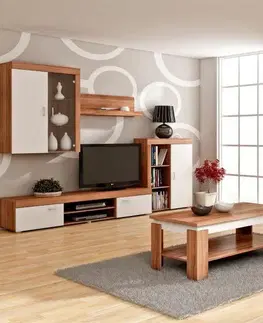 TV stolky ArtCross TV stolek MAMBA | MAM 04 Barva: Dub sonoma světlá / bílý lesk