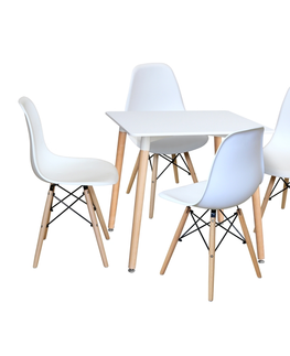 Jídelní sety Jídelní set FARUK, stůl 80x80 cm + 4 židle, bílý