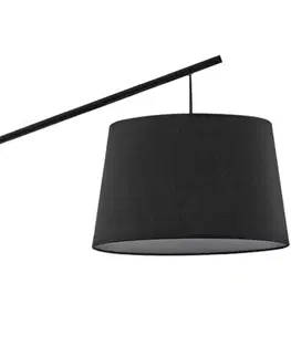 Obloukové lampy Ideallux Oblouková lampa Daddy, textilní stínidlo, černá