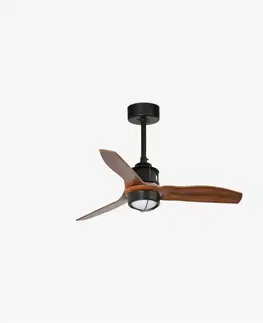 Ventilátory FARO JUST FAN XS LED, černá/dřevo, stropní ventilátor 81cm