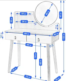 Toaletní stolky ArtJum Toaletní stolek SCANDI 2 LED | CM-254138