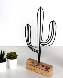  Hanah Home Kovová dekorace Cactus 37 cm černá
