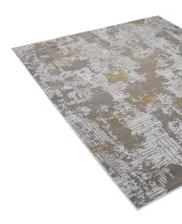 Moderní koberce Moderní šedý koberec se zlatým motivem