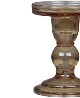 Svícny Karamelový skleněný svícen Pillar - Ø 8,5*11,5 cm Chic Antique 71567-04