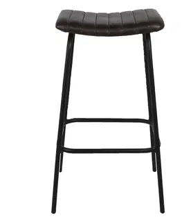 Barové židle Černá barová stolička s koženým sedákem Pite - 45*37*76 cm Clayre & Eef 50544