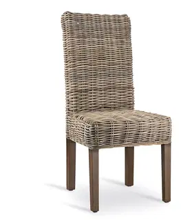 Luxusní jídelní židle Estila Koloniální židle Rattan v přírodní barvě z ratanu a masivního dřeva Mindi 100cm