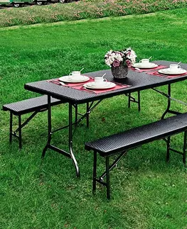 Zahradní nábytek Skládací zahradní rautový cateringový stůl 180 cm - ratan