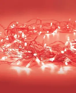 LED osvětlení na baterie ACA Lighting 50 LED řetěz na baterie (2xAA), červená, IP20, 490+30cm, čirý kabel X0650412