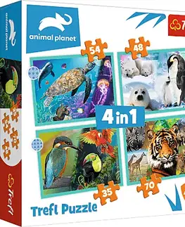 Hračky puzzle TREFL - Puzzle 4v1 - Planeta zvířat