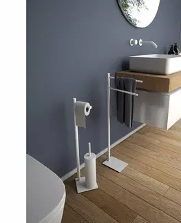 WC štětky GEDY TR3222 Trilly stojan s držákem na toaletní papír a WC štětkou, hranatý, bílá matná