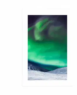 Příroda Plakát s paspartou polární záře na obloze