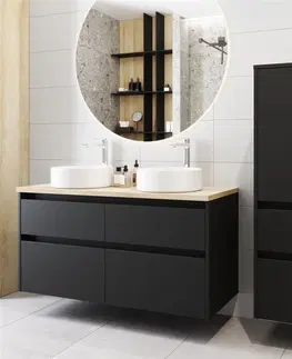 Koupelnový nábytek MEREO Opto koupelnová skříňka vysoká 125 cm, pravé otevírání, bílá/dub Riviera CN934P