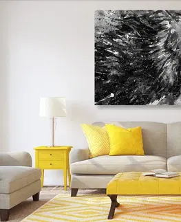 Černobílé obrazy Obraz král zvířat v černobílém akvarely