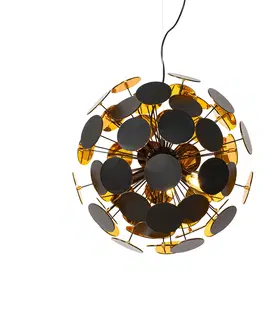Zavesna svitidla Designová závěsná lampa černo-zlatá - Cerchio