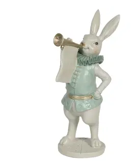 Velikonoční dekorace Velikonoční dekorační soška králíka s trubkou - 12*12*29 cm Clayre & Eef 6PR3156