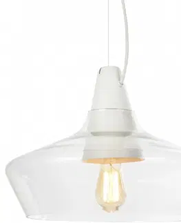 Moderní závěsná svítidla Sessak Designové závěsné svítidlo Laaka - pr. 400 x 200 mm, 28 W, matná bílá, čiré sklo SE LAAKVA