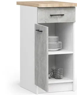 Kuchyňské dolní skříňky Ak furniture Kuchyňská skříňka Olivie S 40 cm 1D 1S bílá/beton/dub sonoma