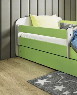Dětské postýlky Kocot kids Dětská postel Babydreams formule jedna zelená, varianta 70x140, se šuplíky, s matrací