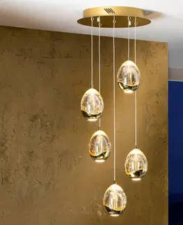 Závěsná světla Schuller Valencia LED závěsné svítidlo Rocio, 5 světel ve zlaté barvě