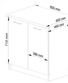 Kuchyňské dolní skříňky Ak furniture Kuchyňská skříňka Olivie S 80 cm 2D bílá/černý lesk/dub sonoma