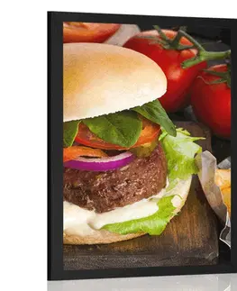 S kuchyňským motivem Plakát americký hamburger