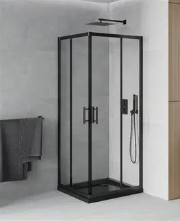 Sifony k pračkám MEXEN/S Rio sprchový kout 80 x 80, transparent, černá + vanička včetně sifonu 860-080-080-70-00-4070B