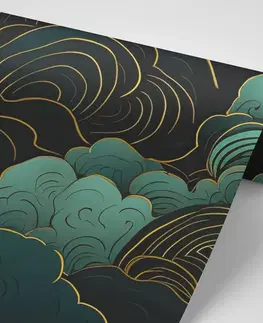 Abstraktní tapety Tapeta jedinečná zeleno-zlatá abstrakce
