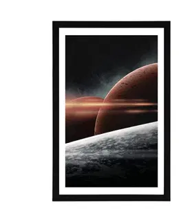 Vesmír a hvězdy Plakát s paspartou planety v galaxii