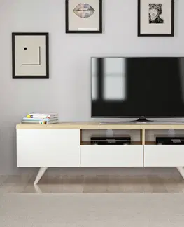 Televizní stolky Televizní stolek BRÜKSEL dub bílý