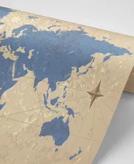 Tapety mapy Tapeta mapa světa s kompasem v retro stylu