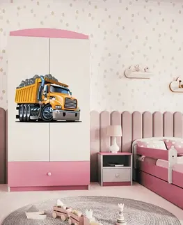 Dětský nábytek Kocot kids Dětská skříň Babydreams 90 cm náklaďák růžová