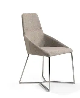 Luxusní jídelní židle Estila Moderní jídelní židle Urbano s chromovou podstavou hnědo-šedá 91cm