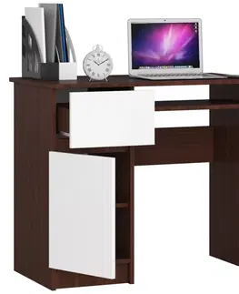 Psací stoly Ak furniture Počítačový stůl PIKSEL 90 cm wenge/bílý levý