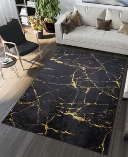 Moderní koberce Tmavý moderní koberec s mramorovým vzorem