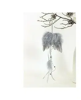 Vánoční dekorace Andělská křídla z peří 12 x 35 cm, šedá