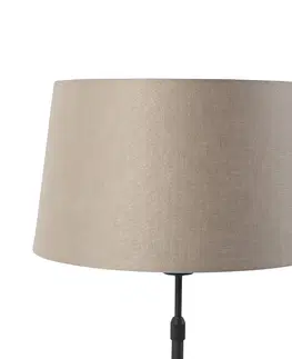 Stolni lampy Stolní lampa černá s lněným stínidlem taupe nastavitelná 35 cm - Parte