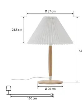 Stolní lampy na noční stolek Lucande Stolní lampa Lucande Ellorin, dřevo, textilní stínidlo