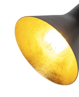 Stojaci lampy Moderní stojací lampa černá se zlatými 2-světly - Magno