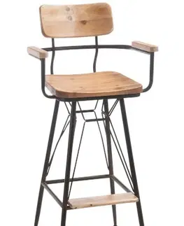 Jídelní stoly Kovová barová židle se dřevem BISTRO - 50* 53 * 111cm J-Line by Jolipa 80357