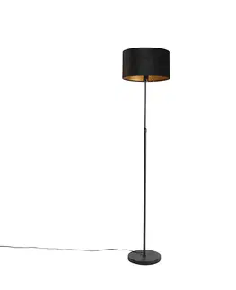 Stojaci lampy Chytrá stojací lampa černá s velurovým stínidlem černá 35 cm včetně Wifi A60 - Parte