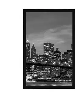 Černobílé Plakát černobílý most v Brooklynu