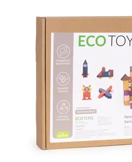 Dřevěné hračky Dřevěné edukační kostky Ecotoys 108 ks