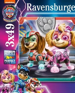 Hračky puzzle RAVENSBURGER - Tlapková patrola ve velkofilmu 3x49 dílků