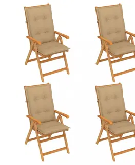 Zahradní židle Skládací zahradní židle 4 ks s poduškami Dekorhome Vínová
